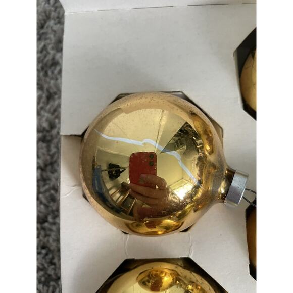 18 VTG SHINY BRIGHT Glass Tree Christmas Ornaments In Original Box- Gold - Picture 7 of 8